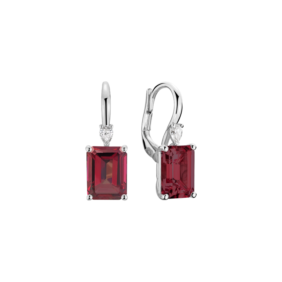 Náušnice s diamantem a rhodolitem Royal Anne