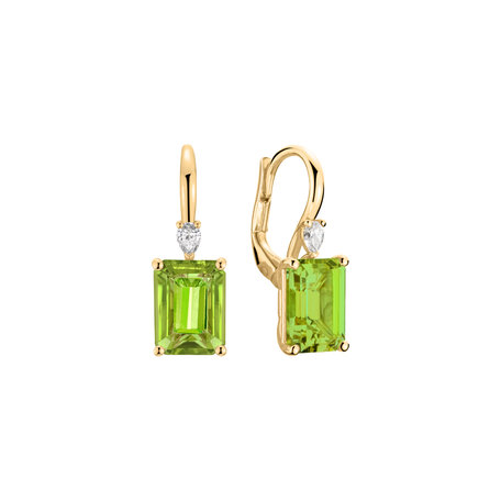 Náušnice s diamantem a peridotem Royal Anne