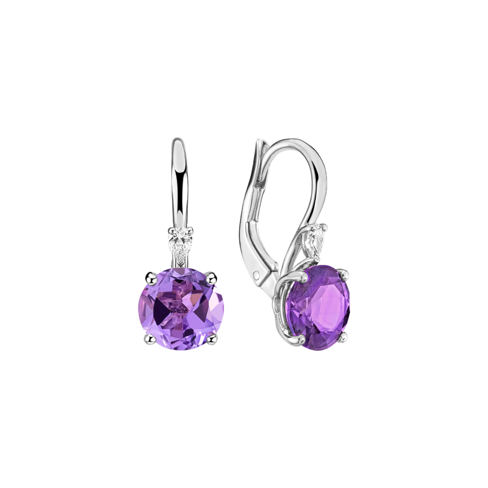 Náušnice s diamantem a ametystem Mariella
