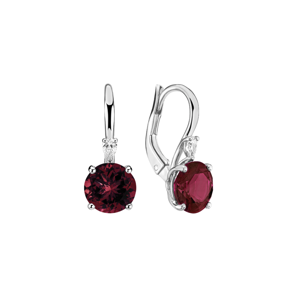 Náušnice s diamantem a rhodolitem Mariella