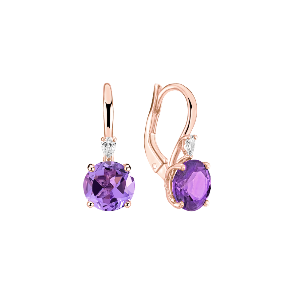 Náušnice s diamantem a ametystem Mariella