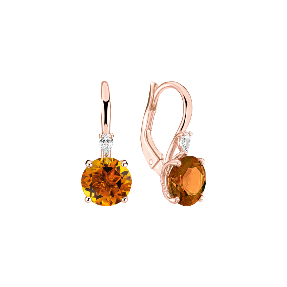 Náušnice s diamantem a citrínem Mariella