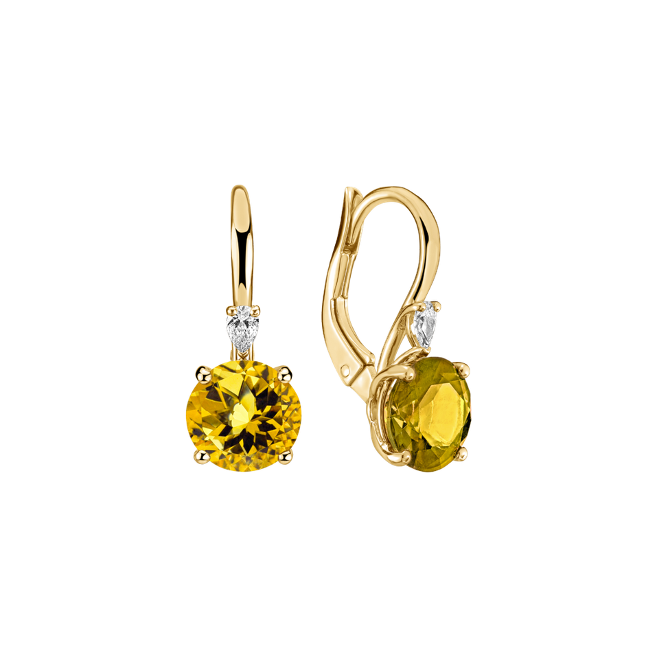 Náušnice s diamantem a citrínem Mariella