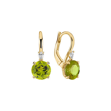 Náušnice s diamantem a peridotem Mariella