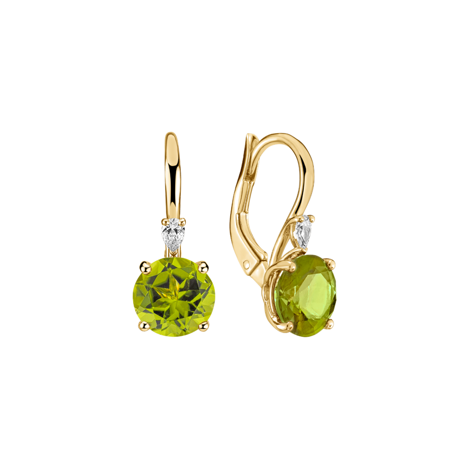 Náušnice s diamantem a peridotem Mariella