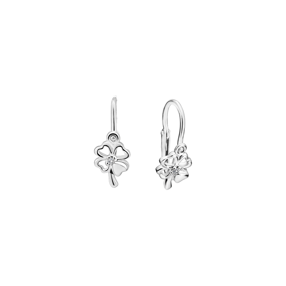 Dětské náušnice s diamantem Cloverleaf