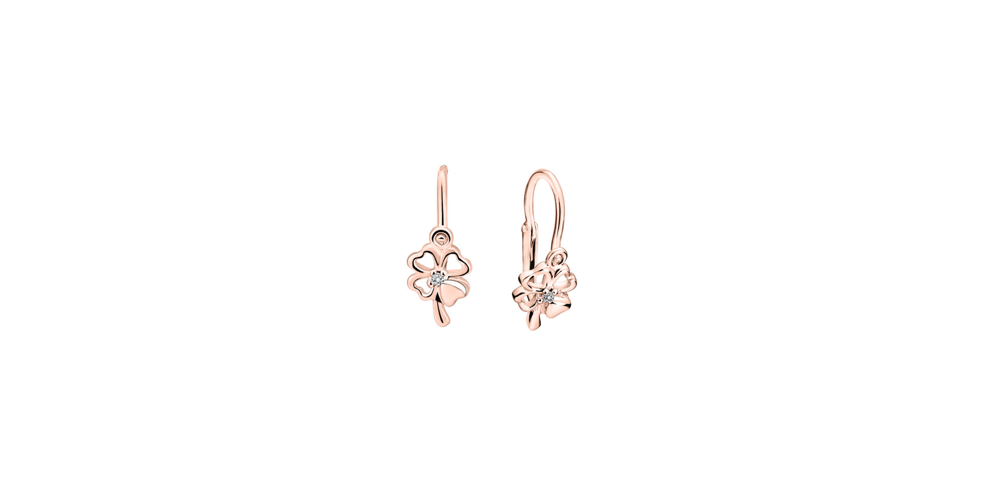 Dětské náušnice s diamantem Cloverleaf