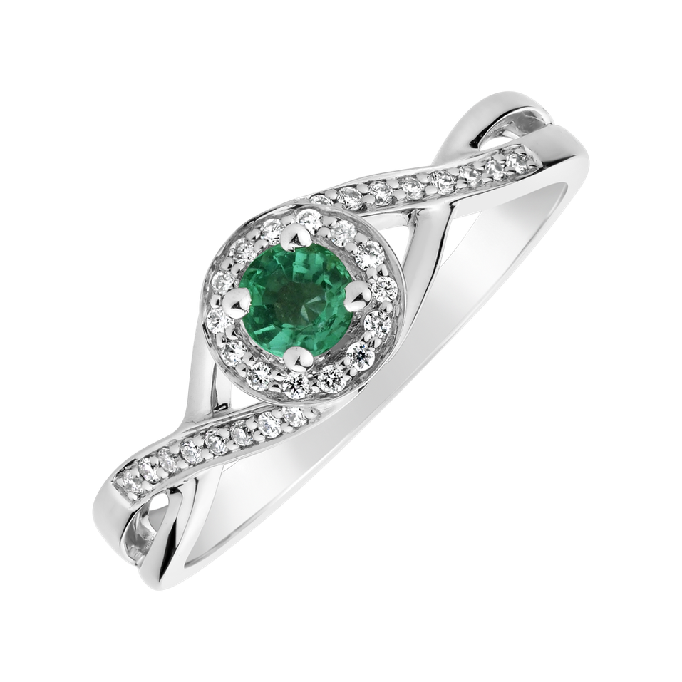 Prsten s diamanty a smaragdem Curvy Wish